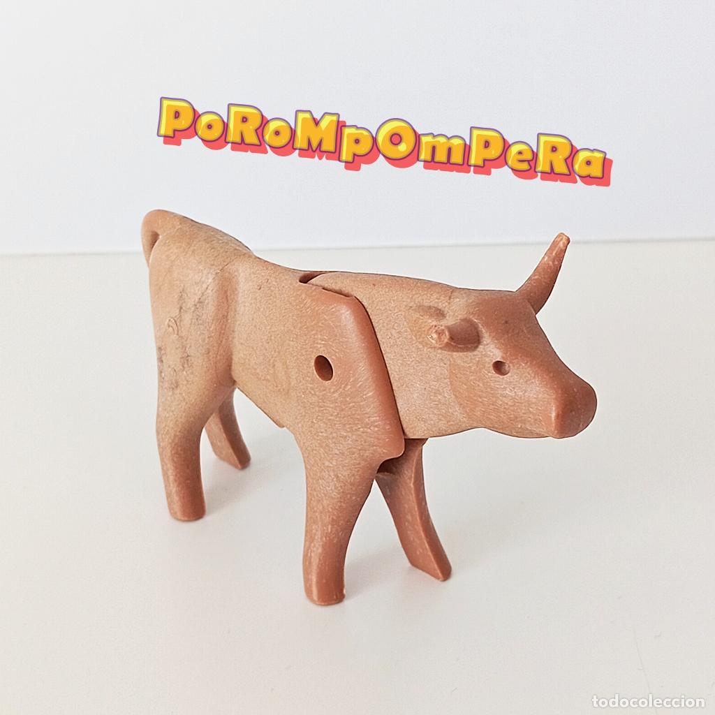 Playmobil: PLAYMOBIL TORO BRAVO MARR&Oacute;N CLARO &Eacute;POCA ANIMAL GANADO GRANJA MEDIEVAL ANM