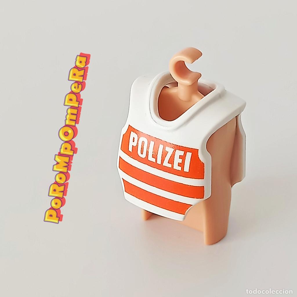Playmobil: PLAYMOBIL PETO BLANCO POLIC&Iacute;A ALEMAN CUSTOM/COMPLETAR PECHERA AGENTE POLIZEI MDX