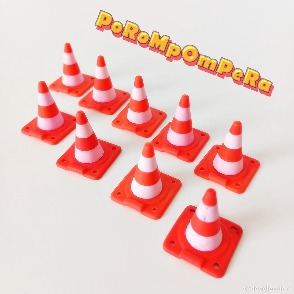 Playmobil: PLAYMOBIL LOTE x9 CONO GOMA NARANJA OBRA CONSTRUCCI&Oacute;N POLIC&Iacute;A TR&Aacute;FICO CONOS CG6