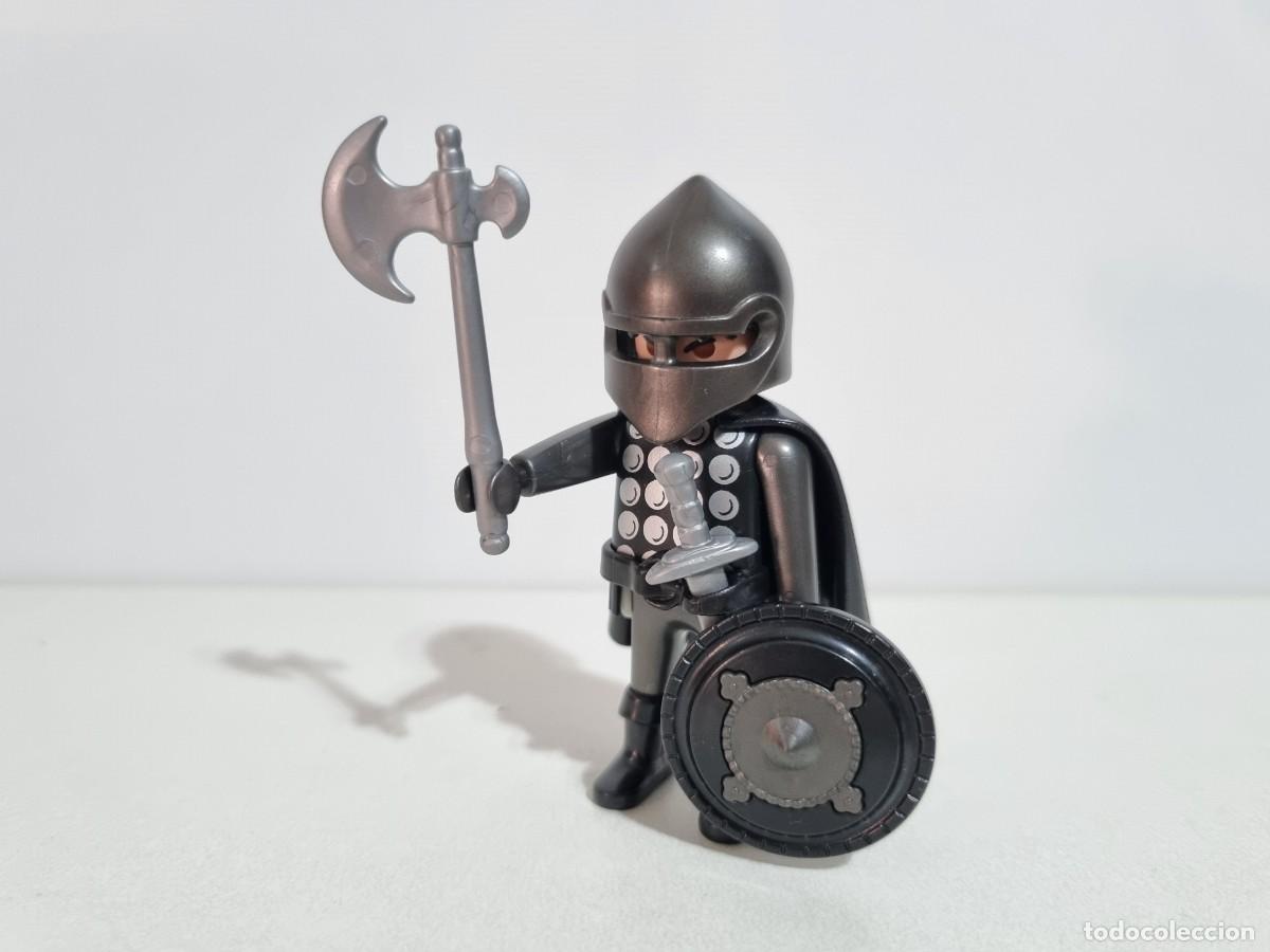 Playmobil: Playmobil 4517 Guerro Caballero Negro Medieval Hacha Espada Escudo