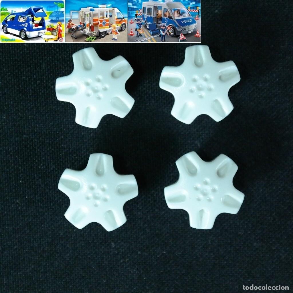 Playmobil: Playmobil 4 tapacubos blancos para autos coches como ref.6866, 3213, 7485 y otras ☼
