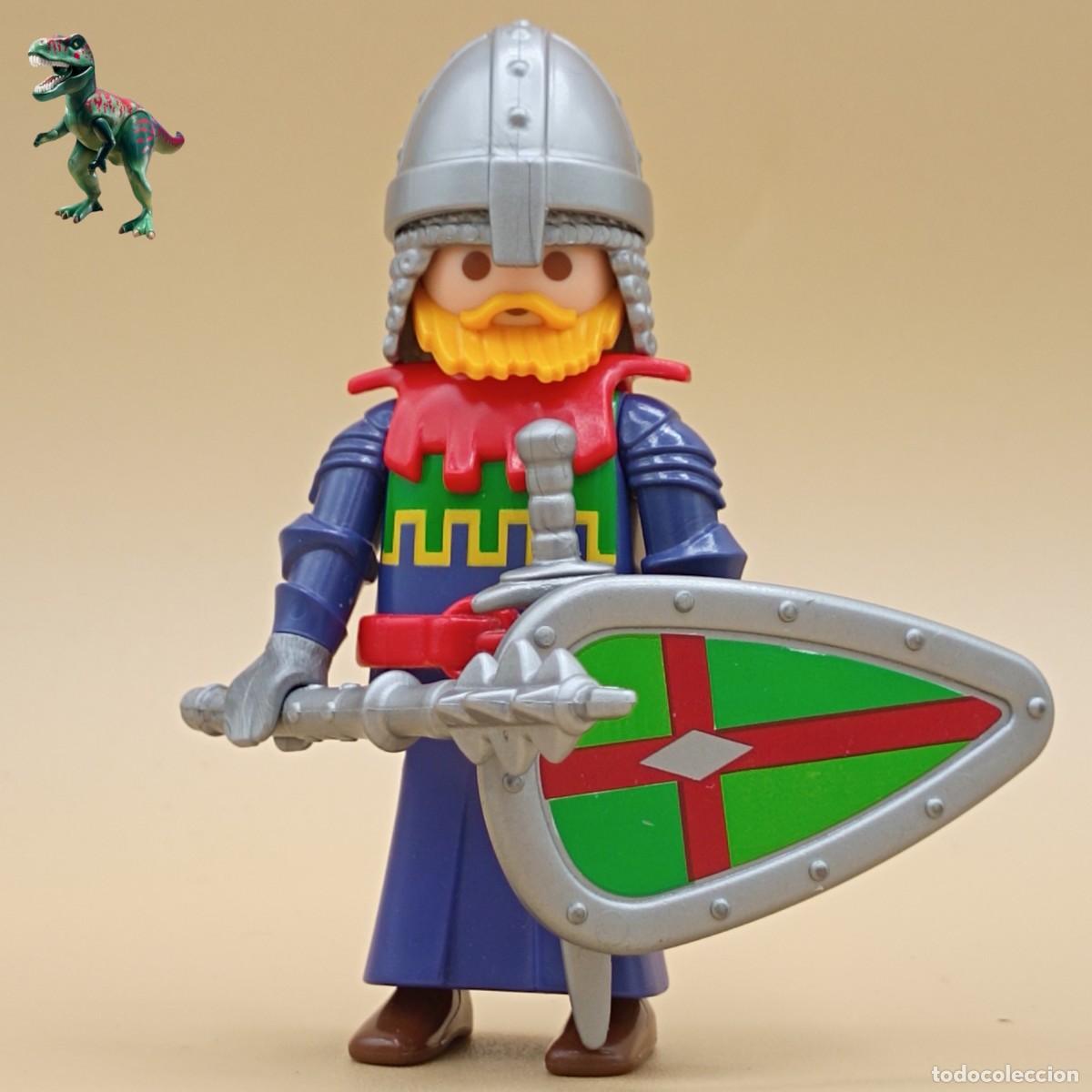 Playmobil: Playmobil figura caballero azul verde cruzado templario guerrero soldado castillo medieval