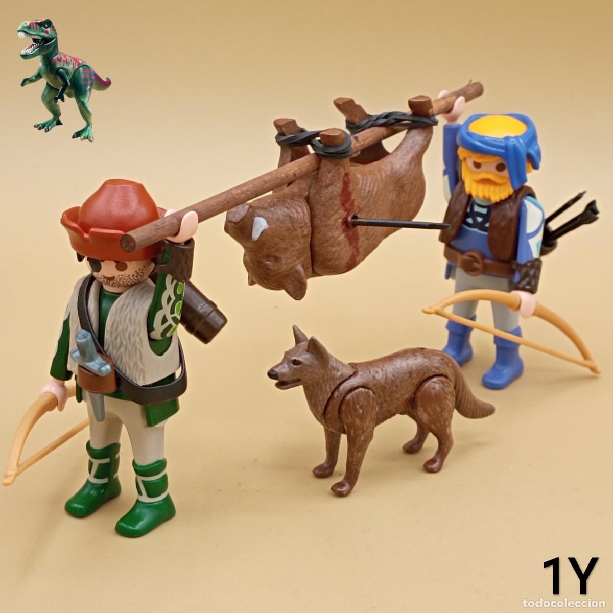 Playmobil: Playmobil cazadores de jabali partida de caza caceria arqueros furtivos diorama bosque medieval