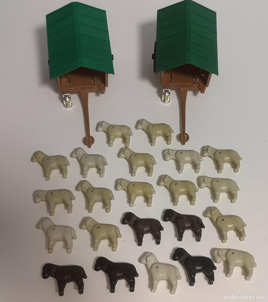 Playmobil: PLAYMOBIL GRANJA MEDIEVAL LOTE OVEJAS + CARROS P&Aacute;STOR A&Ntilde;OS 80