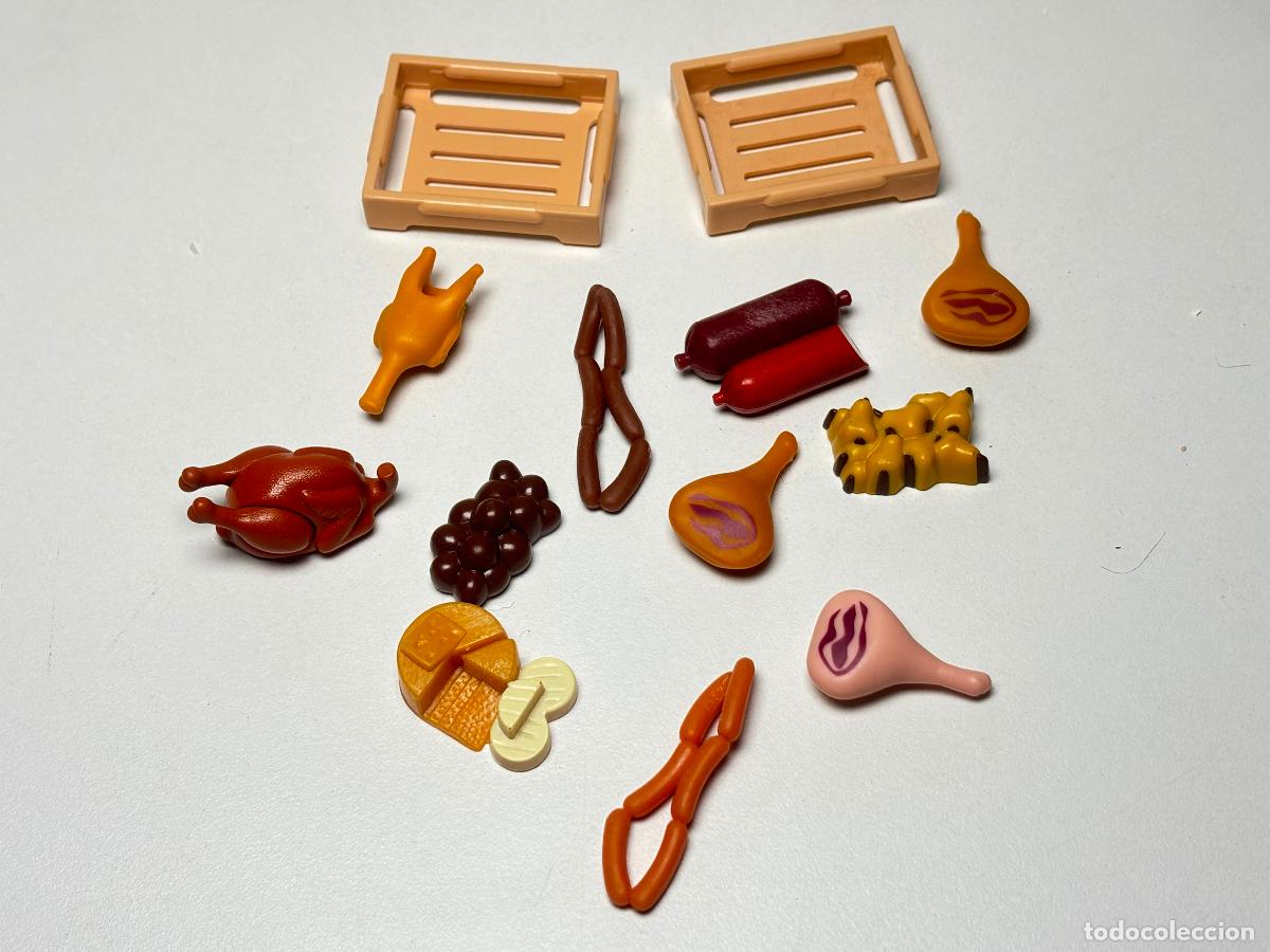 Playmobil: PLAYMOBIL lote acesorios tienda carnicer&iacute;a pollo salchichas jamones