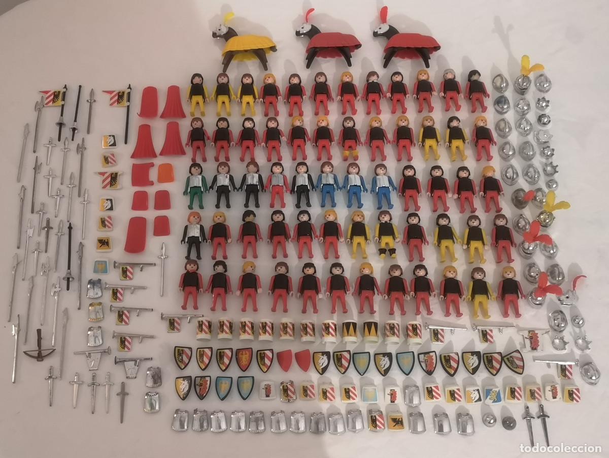 Playmobil: PLAYMOBIL MEDIEVAL GRAN LOTE CABALLEROS CROMADOS PLATEADOS A&Ntilde;OS 70/80
