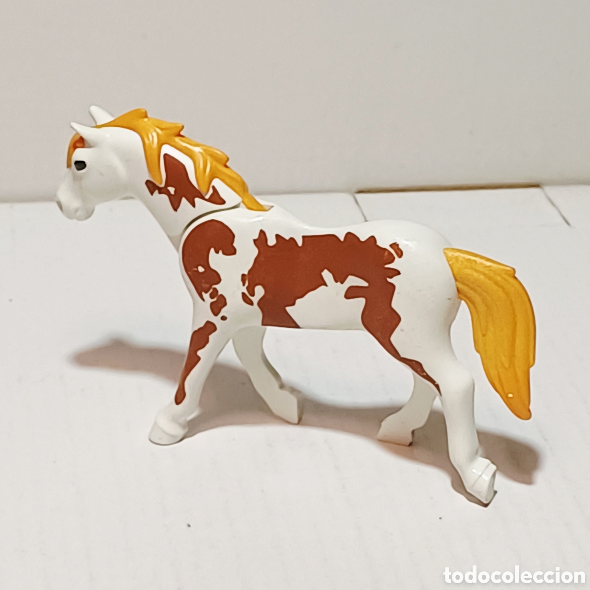 Playmobil: Pieza playmobil caballo manchas marrones cabellera rubia oeste western