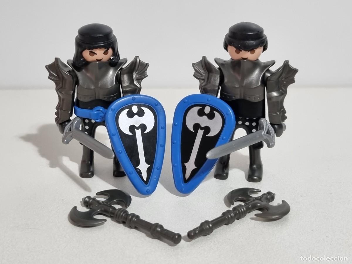 Playmobil: Playmobil 3315 Lote 2x Caballero Negro Medieval Hacha Armadura Espada Castillo
