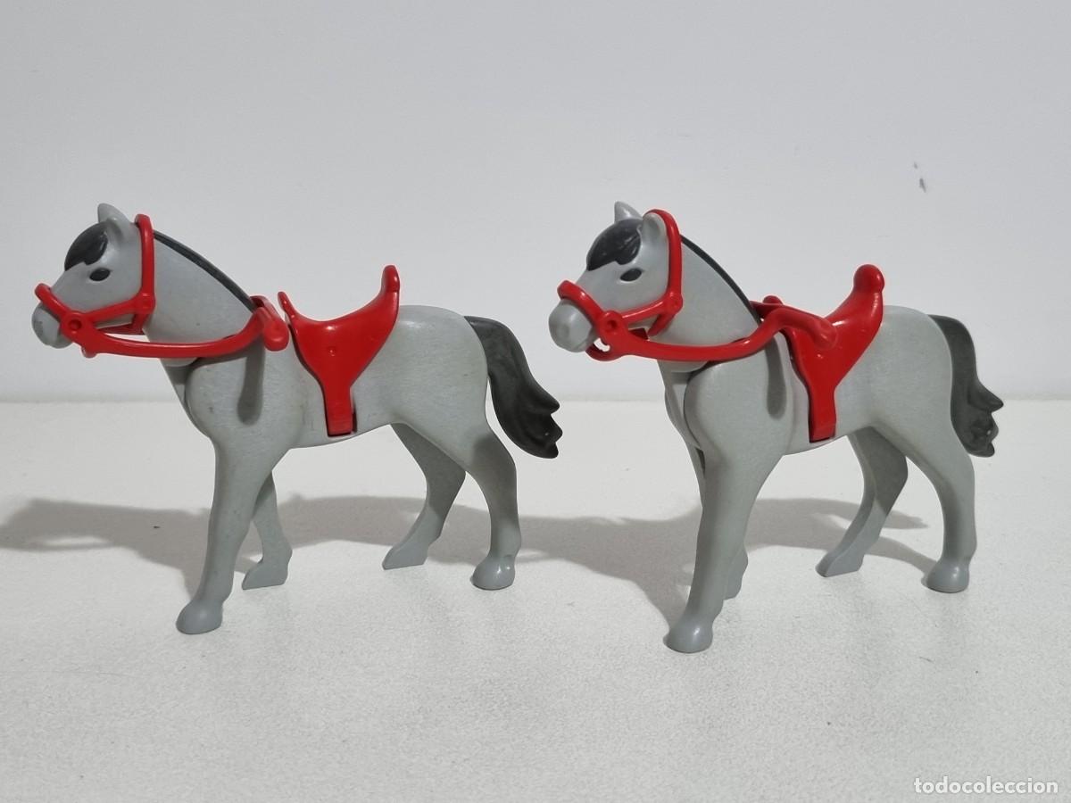 Playmobil: Playmobil 4188 Lote 2 Caballos Grises Cuadra Establo Granja Club Equitacion
