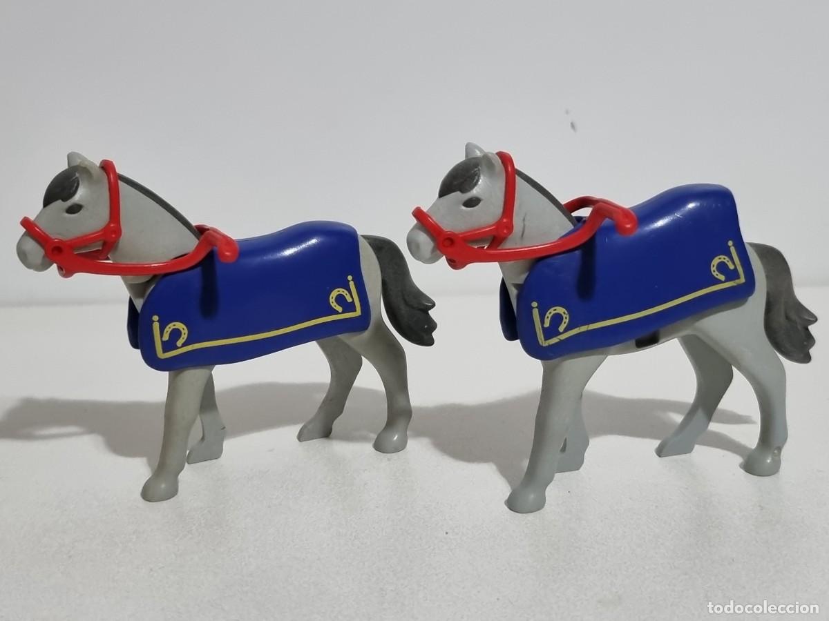 Playmobil: Playmobil 4188 Lote Caballos Grises Manta Cuadra Establo Granja Club Equitacion