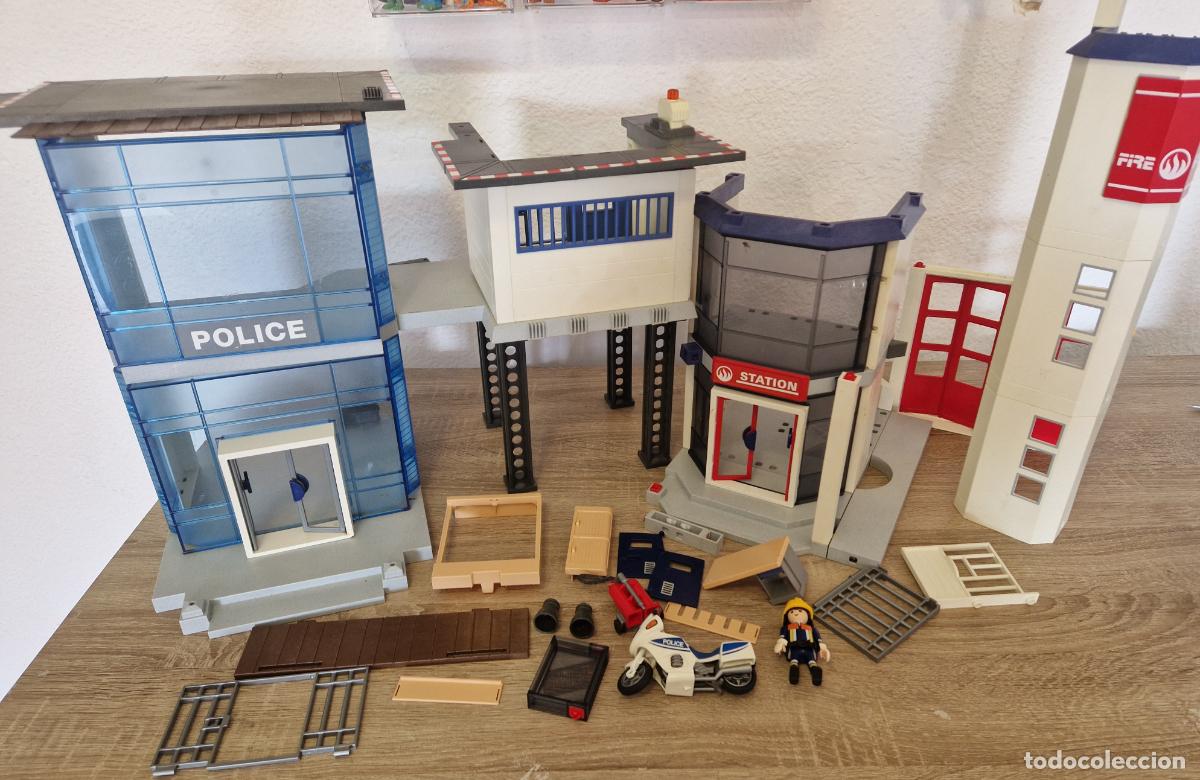 Playmobil: Lote playmobil city comisar&iacute;a policia 71395 4819 estaci&oacute;n bomberos parque torre c&aacute;rcel pieza