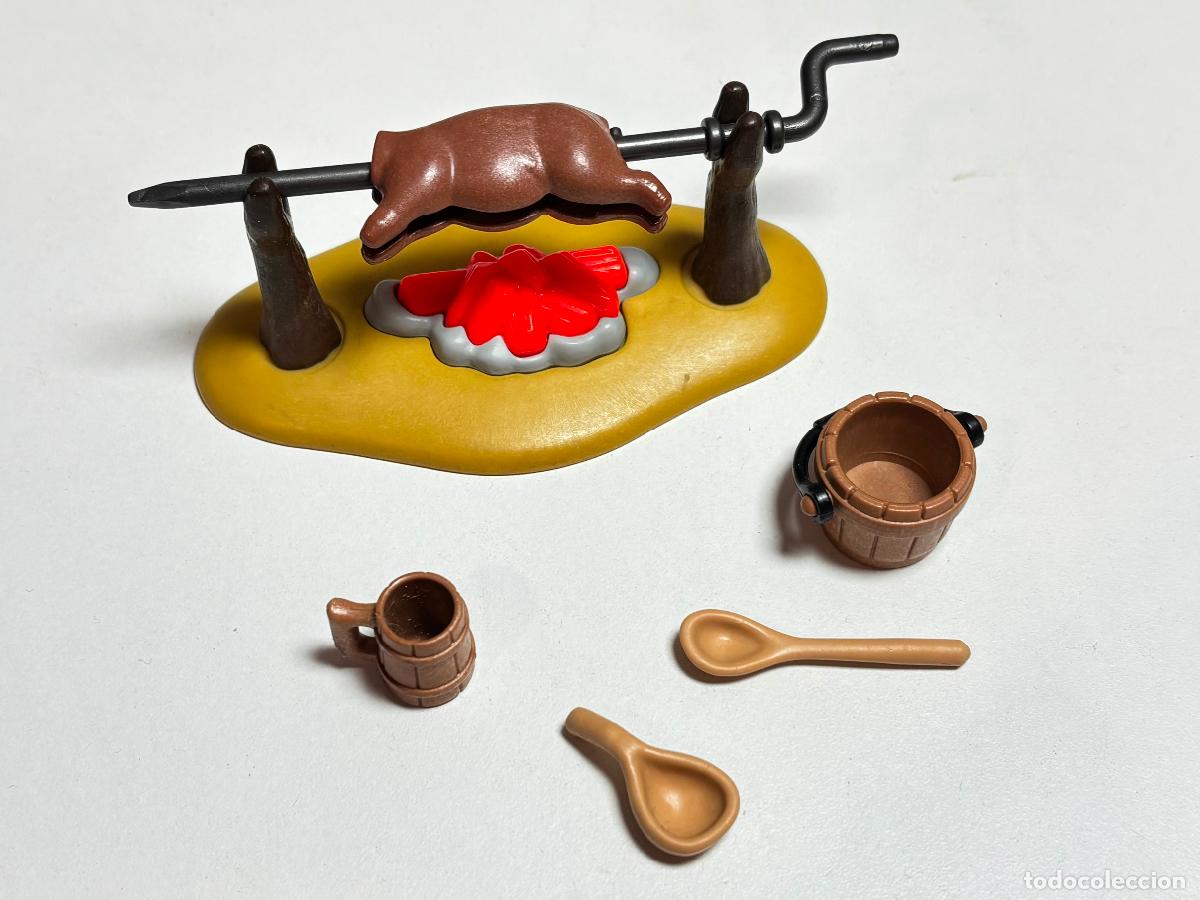 Playmobil: Playmobil asador cerdo fuego utensilios