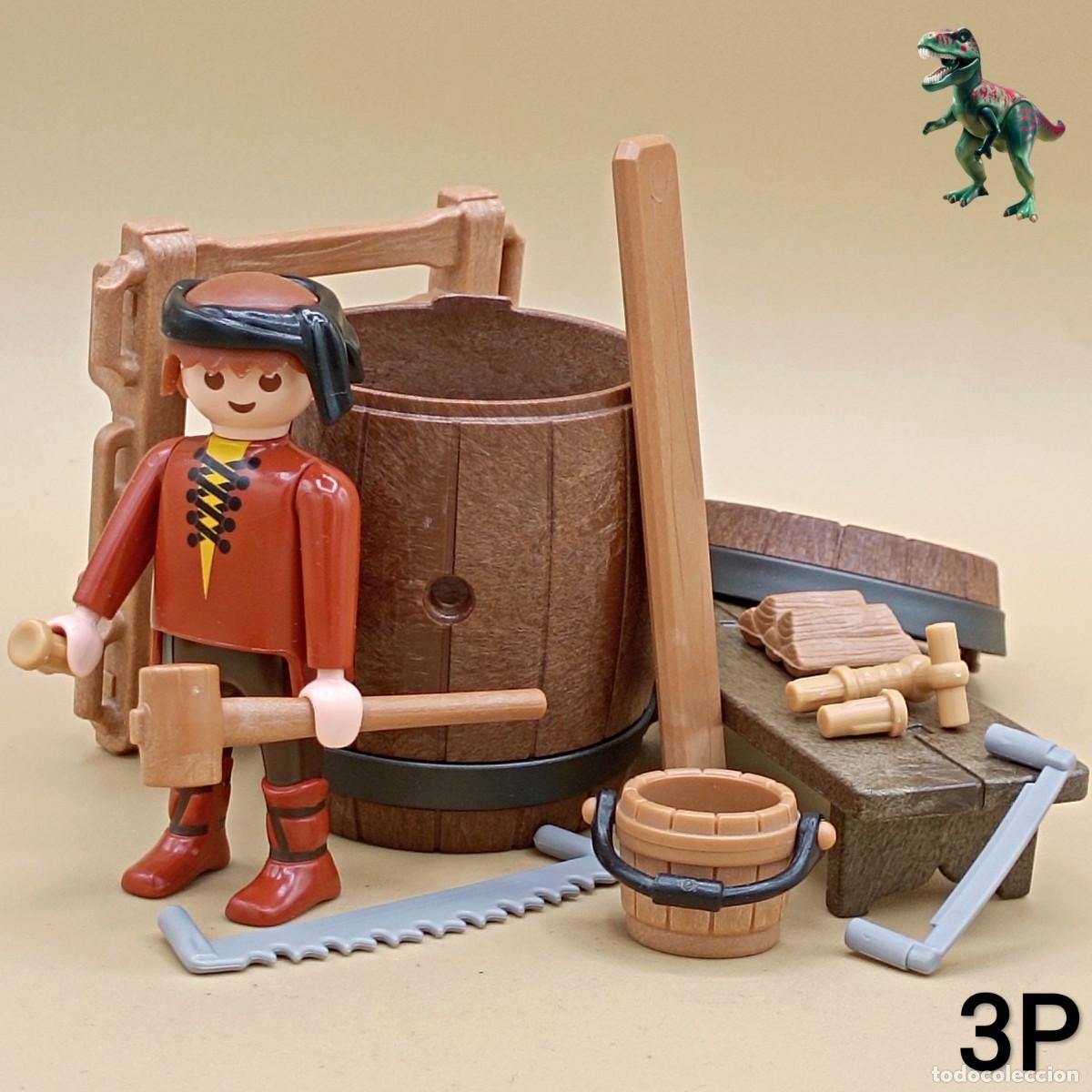 Playmobil: Playmobil tonelero carpintero artesano barril tonel vino cerveza trabajador medieval