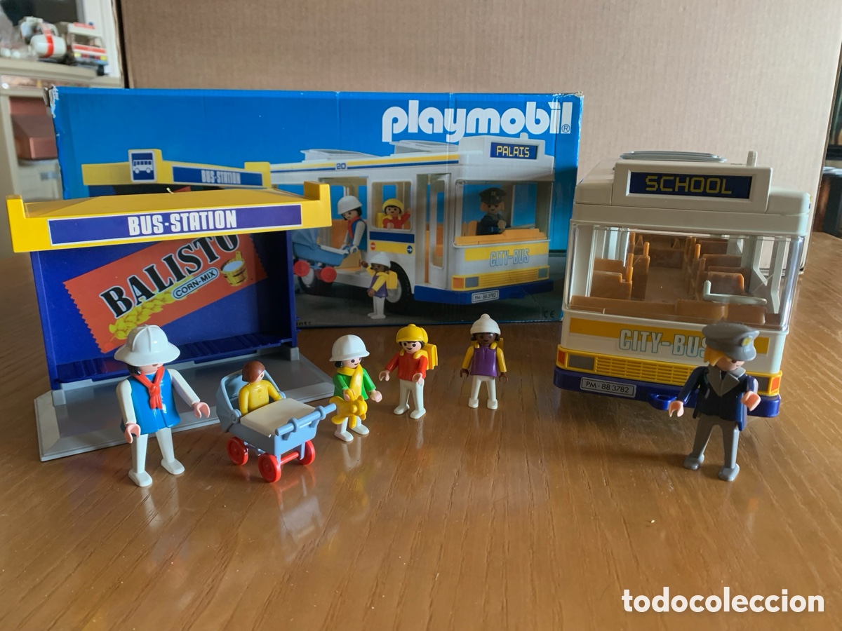 Playmobil: Playmobil System 3782 Vintage (A&ntilde;os 80/90) - Autob&uacute;s Urbano City-Bus, Parada Balisto + Caja Original