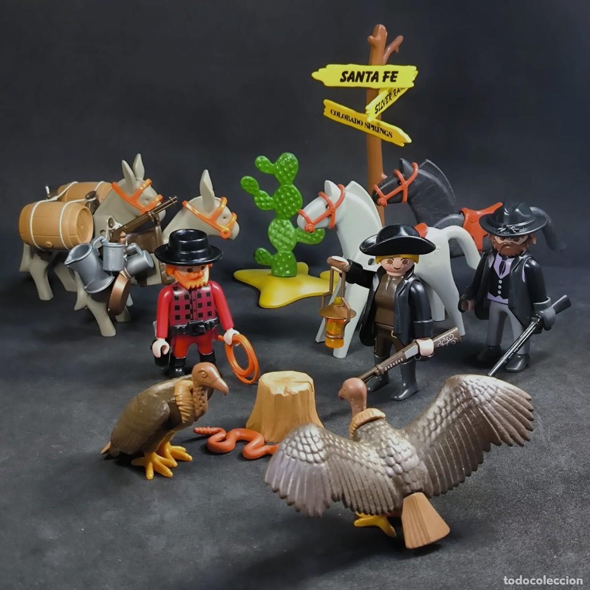 Playmobil: Playmobil escena de oeste con 3 figuras, buitre, burros y accesorios ☼