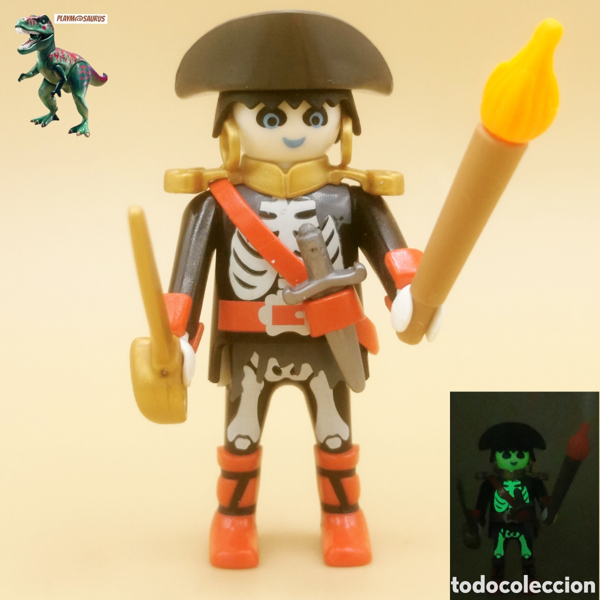 Playmobil: Playmobil 4671 capitan pirata fantasma esqueleto muerto fluorescente tripulante barco marinero