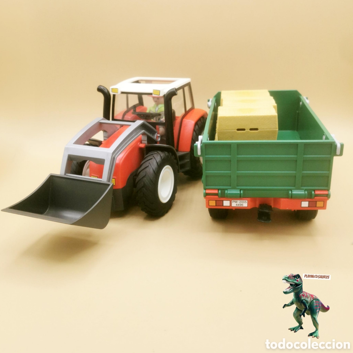Playmobil: Playmobil 4496 tractor con remolque trabajador del campo paja granja rancho granjero agricultor