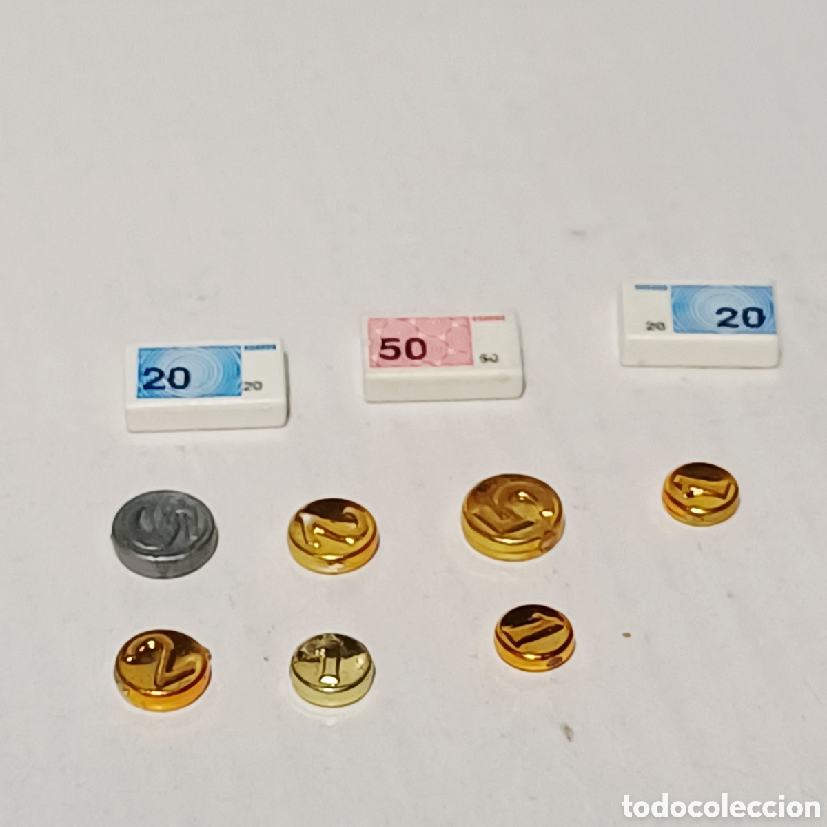 Playmobil: Pieza playmobil lote monedas de oro brillante billetes cofre pirata banco oeste western city ciudad