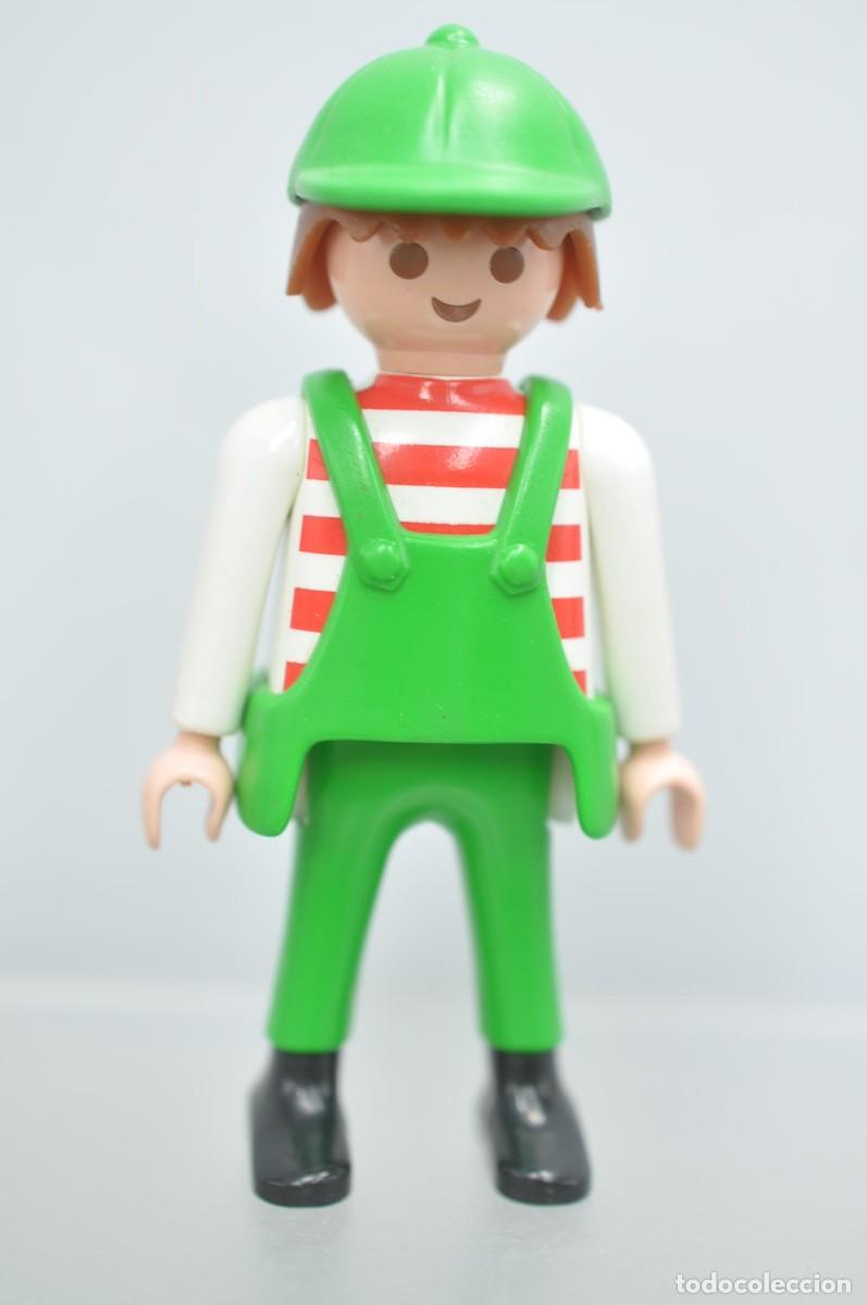 Playmobil: WSK074 Playmobil, figura hombre, obrero granjero con mono 3073,3277,4314,4486
