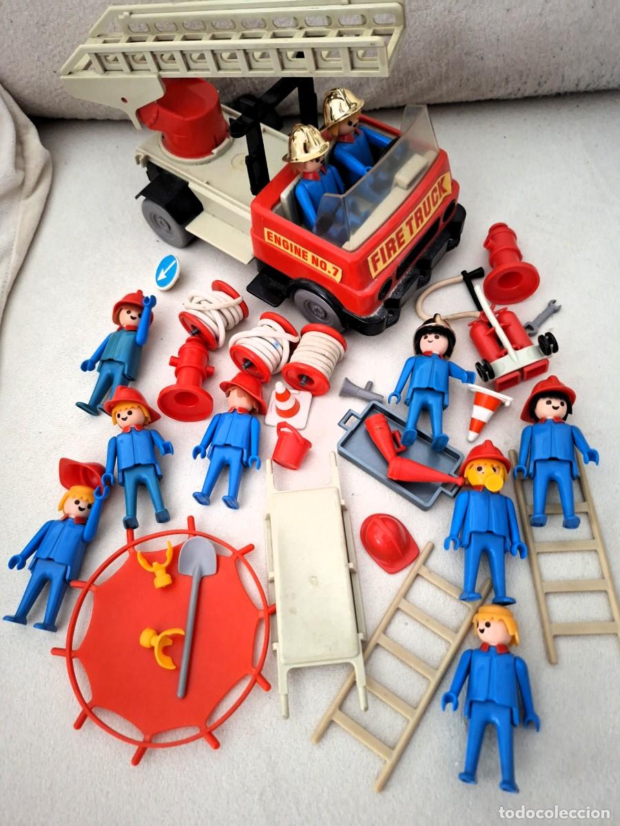 Playmobil: LOTE BOMBEROS CON CAMION PLAYMOBIL GEOBRA NO FAMOBIL A&Ntilde;OS 70