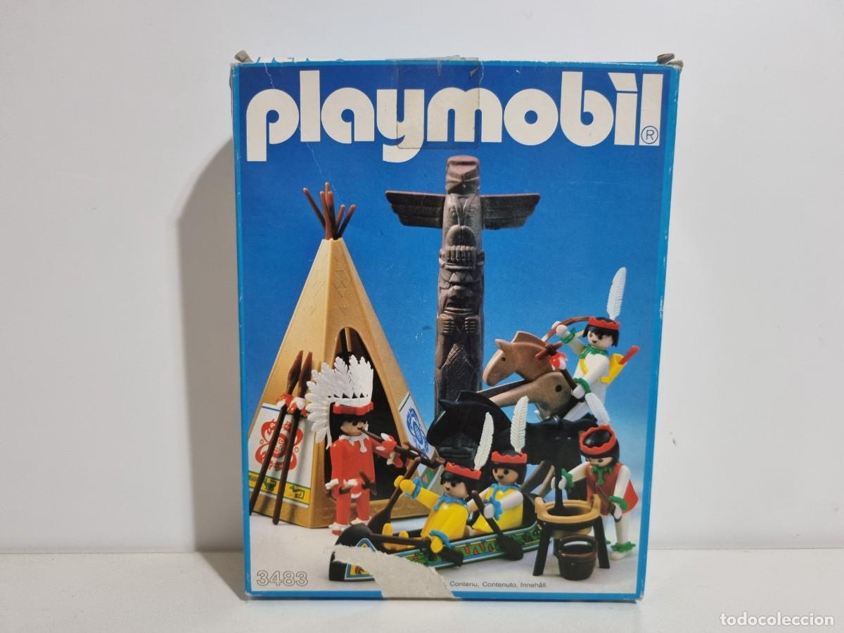 Playmobil: Playmobil 3483 Caja Antiguo Poblado Indio Oeste Western Tipi Totem Guerrero