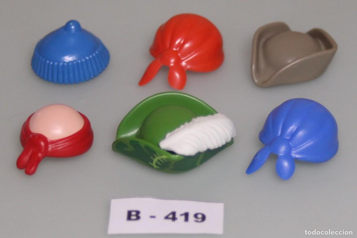 Playmobil: PLAYMOBIL 6 SOMBREROS Y GORROS PIRATAS - CAPIT&Aacute;N CORSARIO GALE&Oacute;N ISLA BUCANERO BARCO TESORO (B-419)