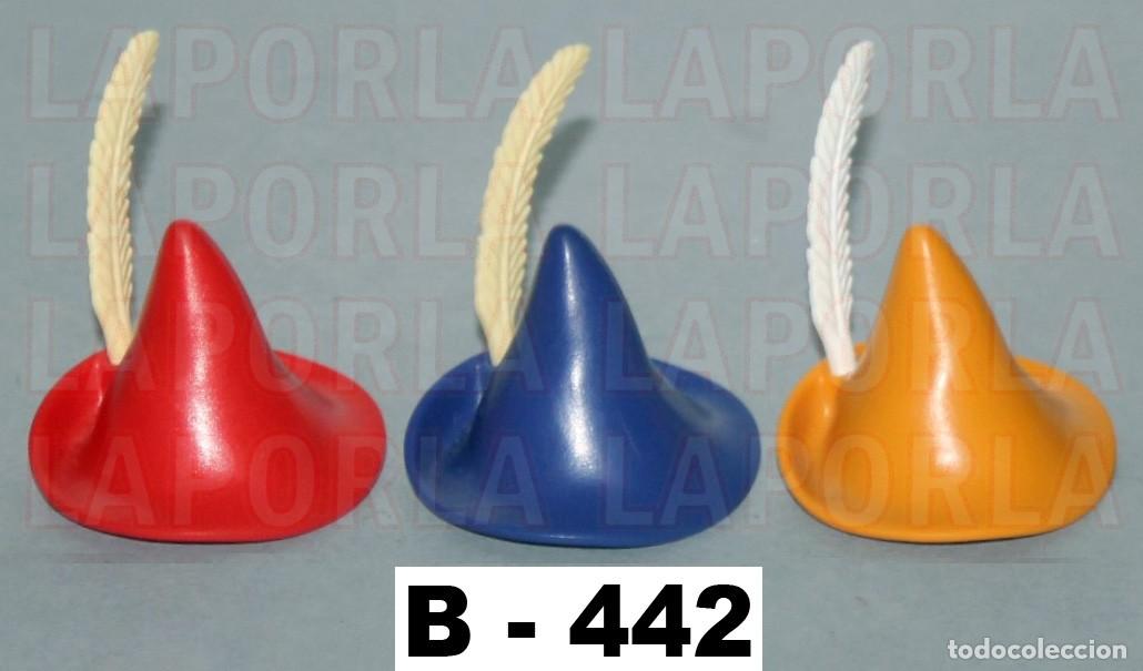 Playmobil: PLAYMOBIL 3 SOMBREROS CON PLUMAS - MEDIEVAL DRUIDA CAMPESINO SIERVO VASALLO (B-442)