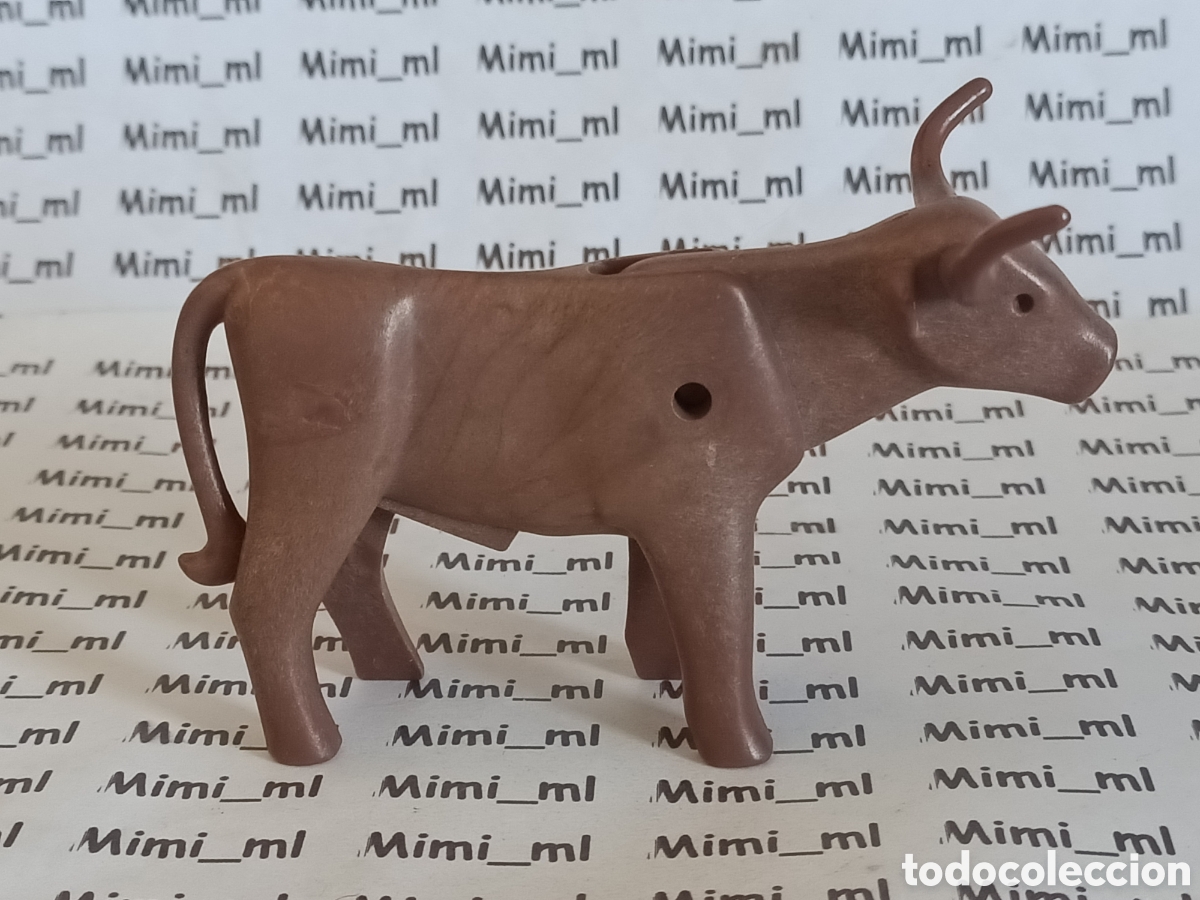 Playmobil: Playmobil toro cuernos largos marr&oacute;n western oeste animales rancho medieval
