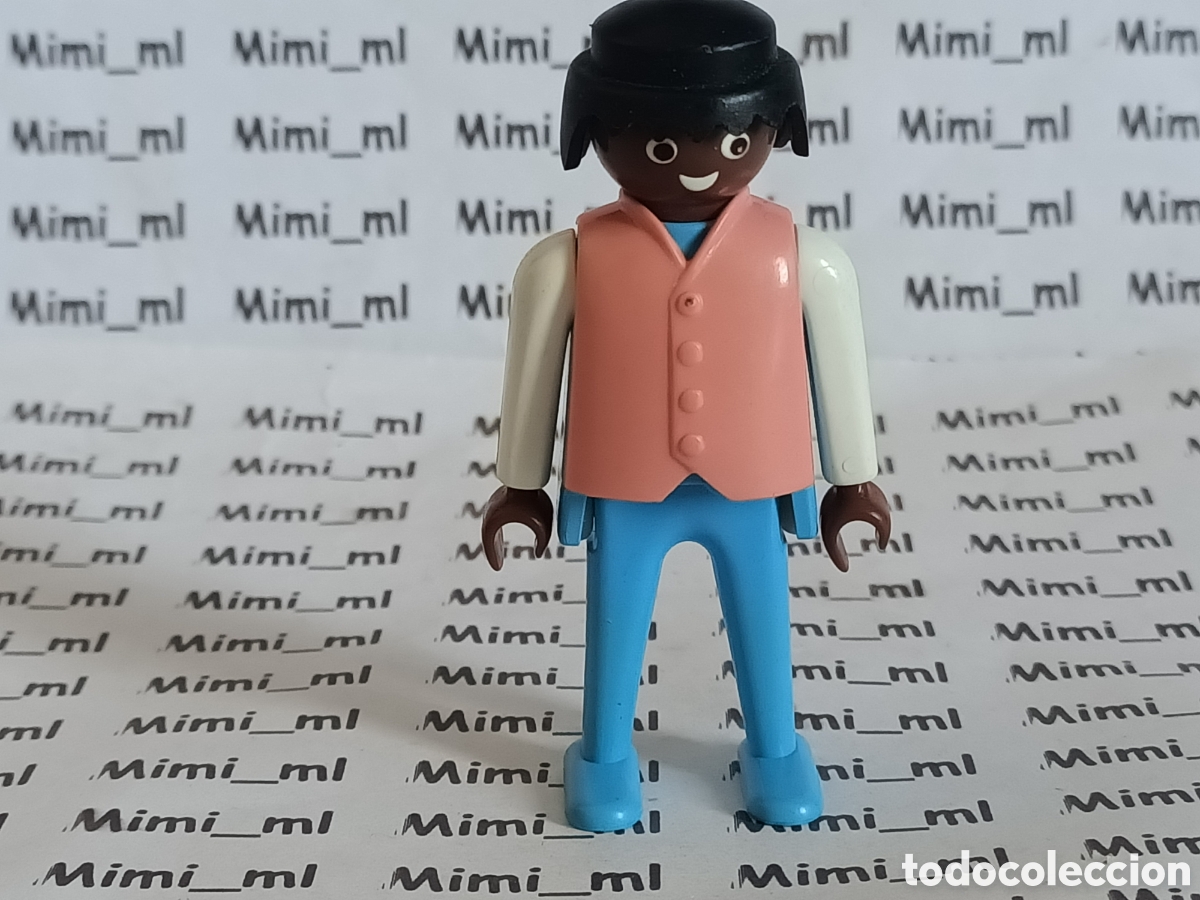 Playmobil: Playmobil 3770 figura hombre negrito pasajero tren Colorado Springs chaleco rosa