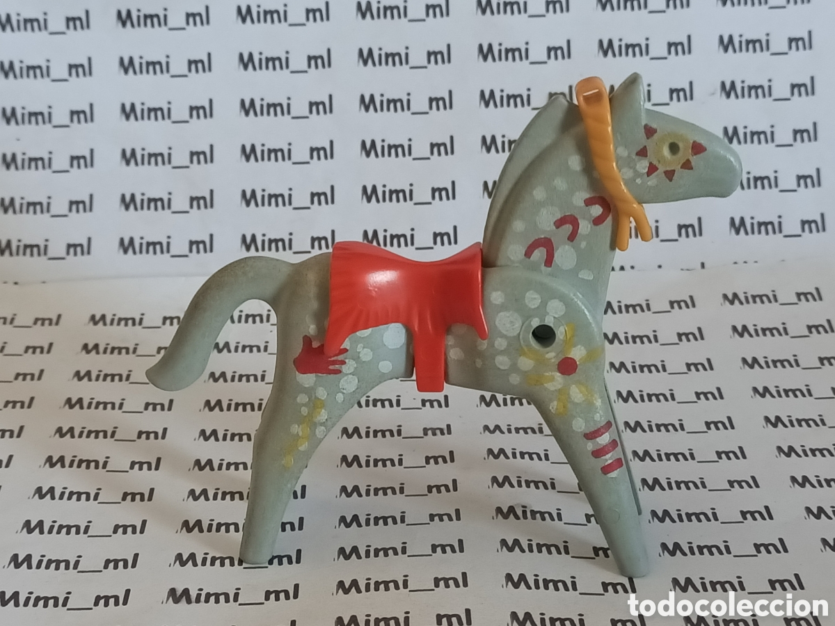 Playmobil: Playmobil caballo indio color gris montura roja bocado animales western oeste
