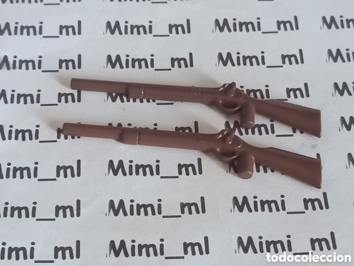 Playmobil: Playmobil 2 rifles marrones ca&ntilde;&oacute;n largo western oeste winchester