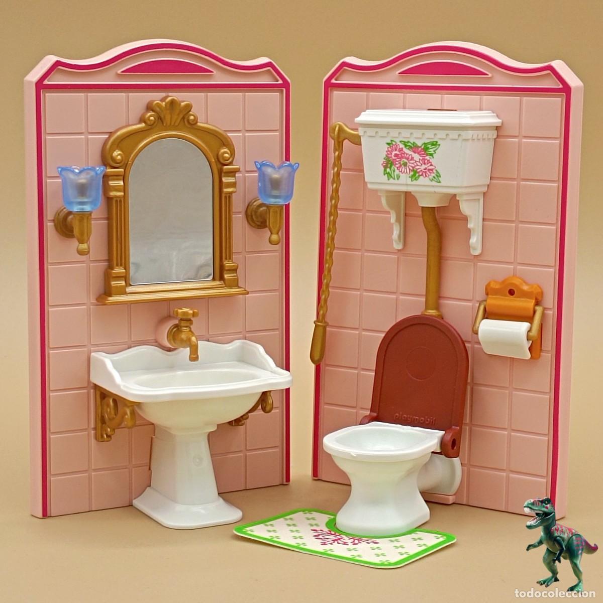 Playmobil: Playmobil cuarto de ba&ntilde;o retrete con cisterna lavabo espejo vater inodoro WC mansion victoriana 5324