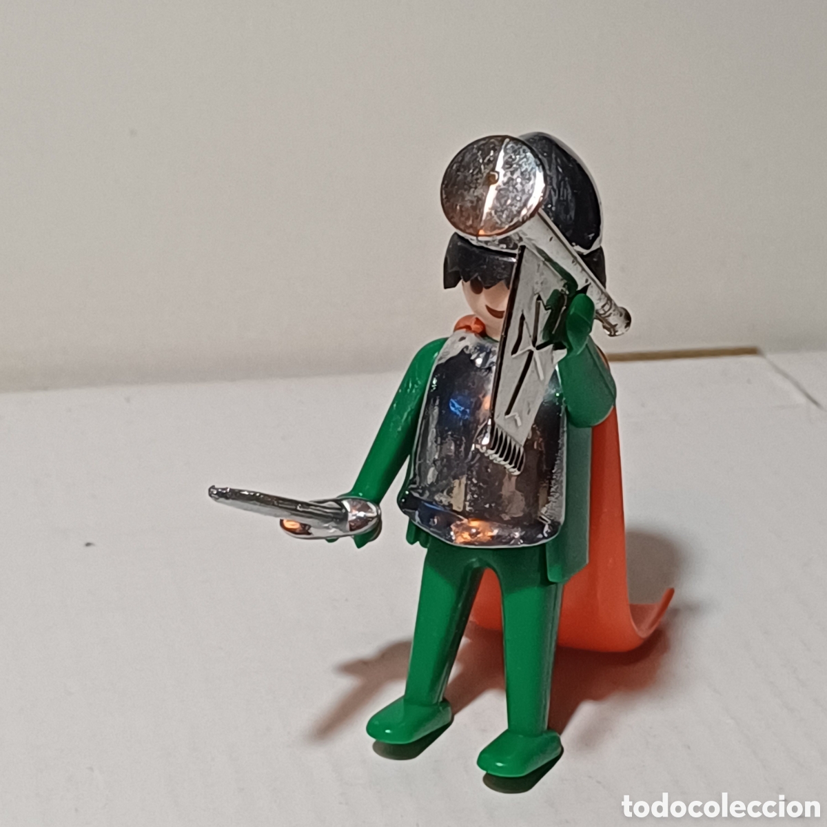 Playmobil: Figura Playmobil soldado medeival guerrero caballero verde ref. 3261