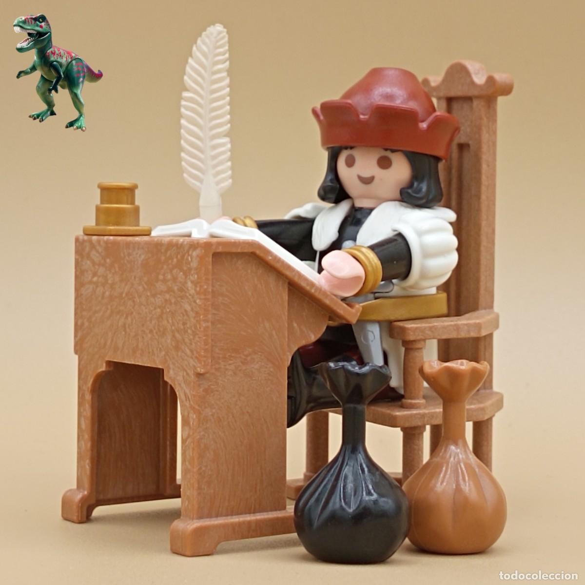 Playmobil: Playmobil figura conde noble escribano escriba mercader recaudador escritorio pluma tintero medieval
