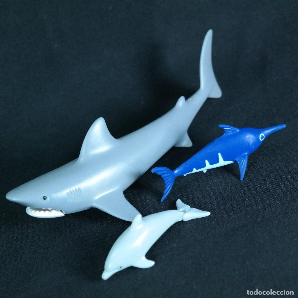 Playmobil: Playmobil tiburon con bebe delfin y bebe pez espada ☼