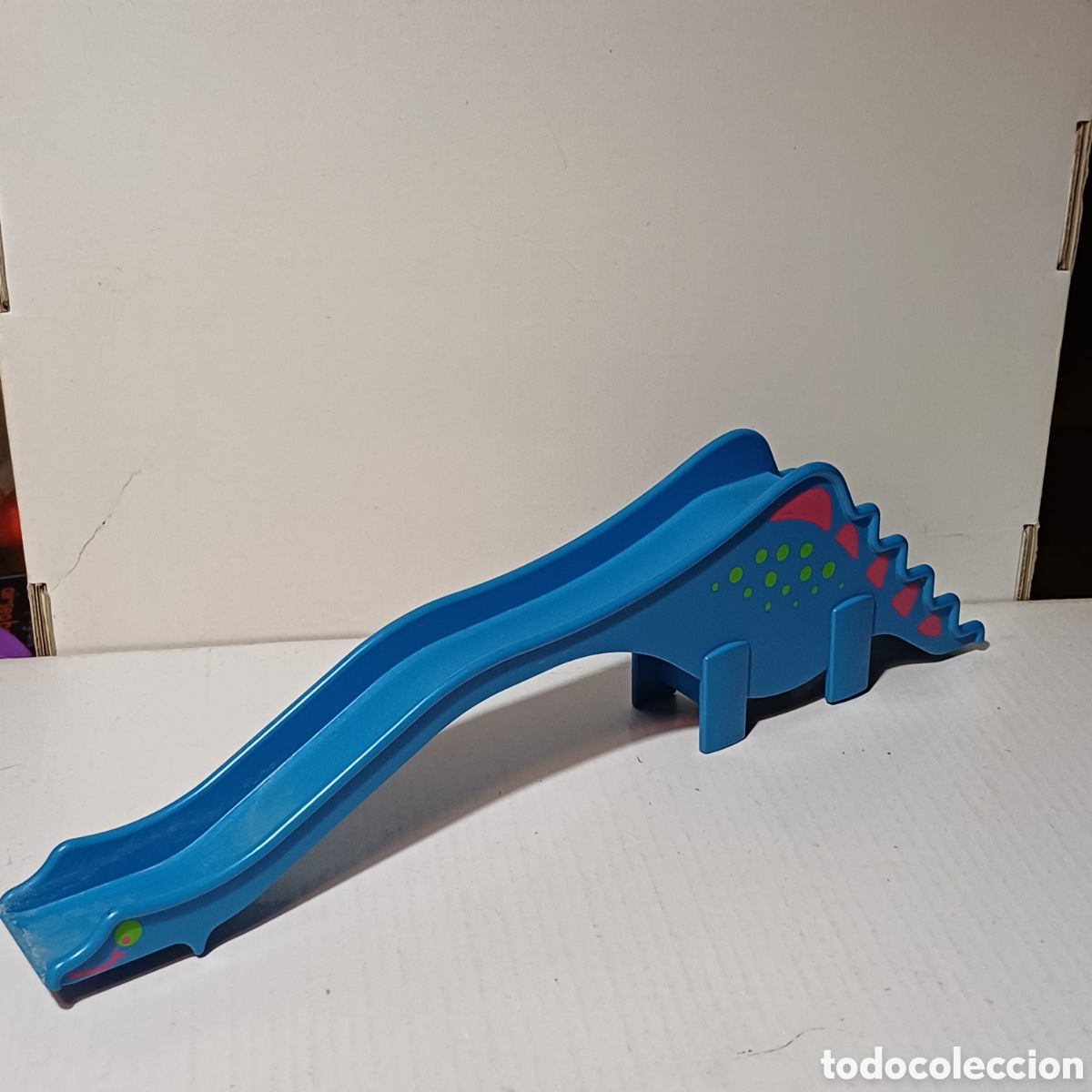 Playmobil: Pieza playmobil tobogan forma dinosaurio azul parque infantil 28 cm largo