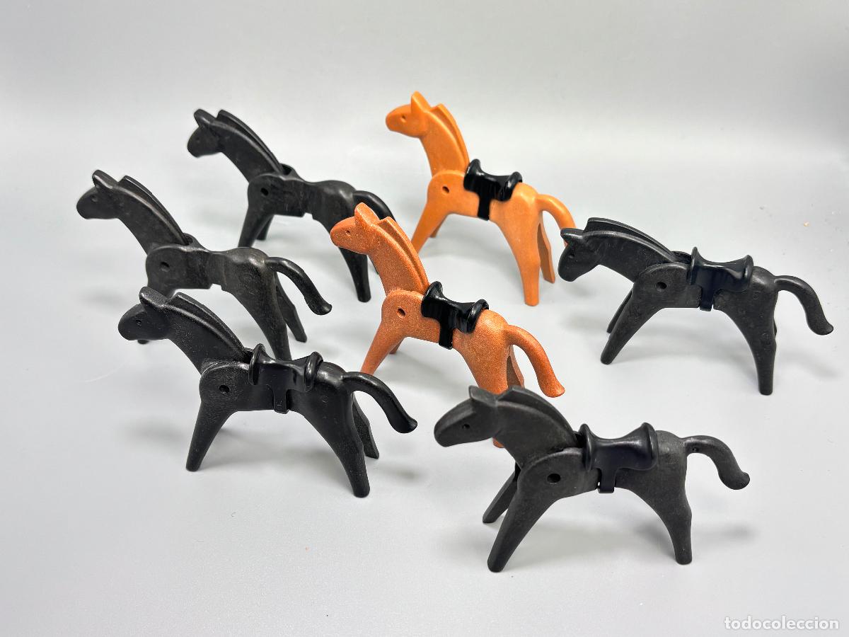 Playmobil: Playmobil lote caballo negro marr&oacute;n con silla