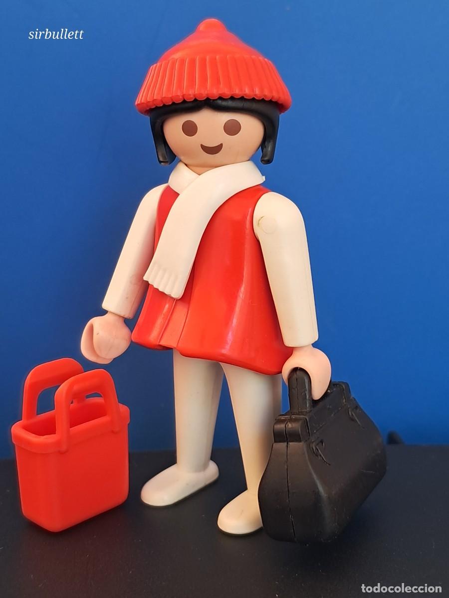 Playmobil: Figura cl&aacute;sica mujer viajera. Playmobil. Compatible set 4300. Estaci&oacute;n de tren, repuestos accesorios