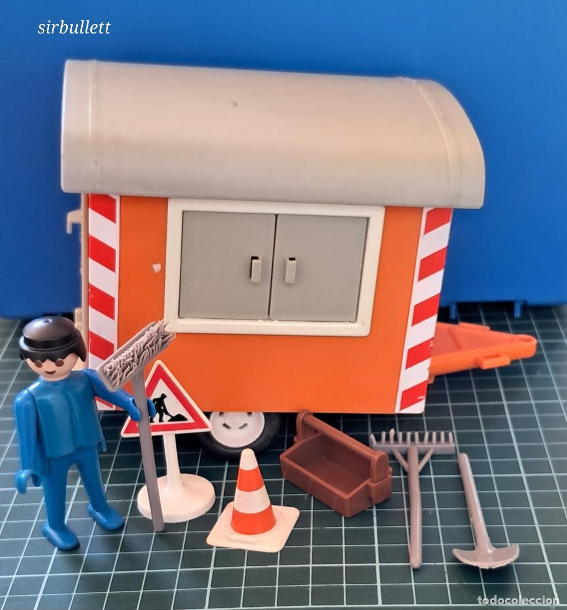 Playmobil: Remolque obra caseta construcci&oacute;n. Playmobil 3474. Compatible 3207. Accesorios, repuestos