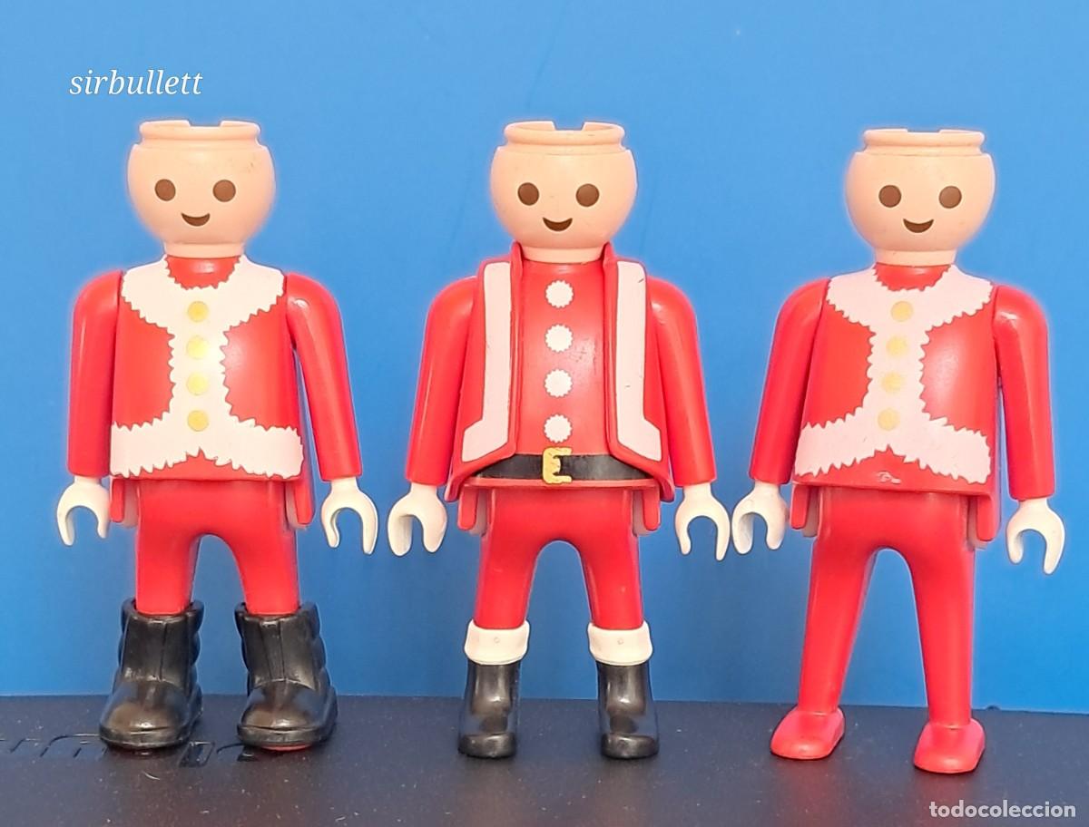 Playmobil: 3 figuras pap&aacute; noel santa claus sin pelo. Playmobil. Navidad