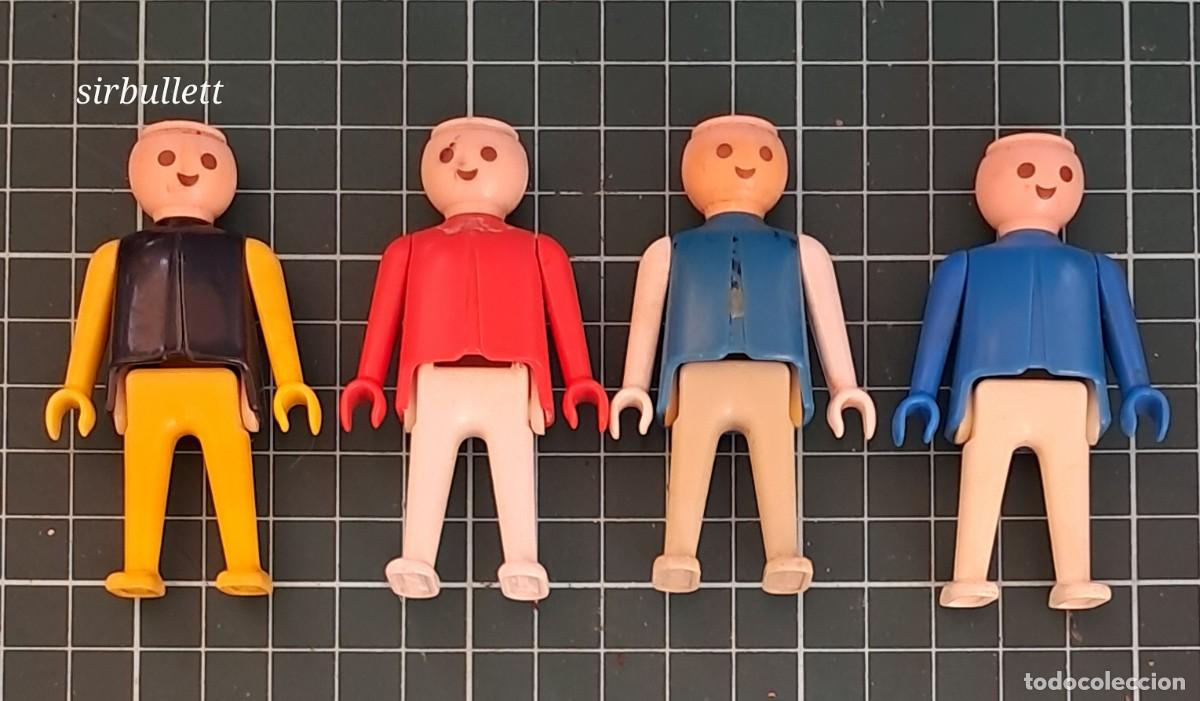 Playmobil: 4 figuras cl&aacute;sicas con manos fijas. Sin pelo. Playmobil. Restauraci&oacute;n despiece