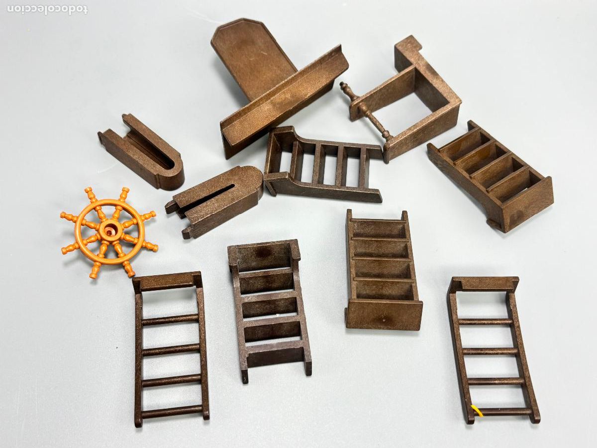Playmobil: Playmobil 3550 3750 lote escalera mesa escritorio tim&oacute;n enrollador ancla barco pirata