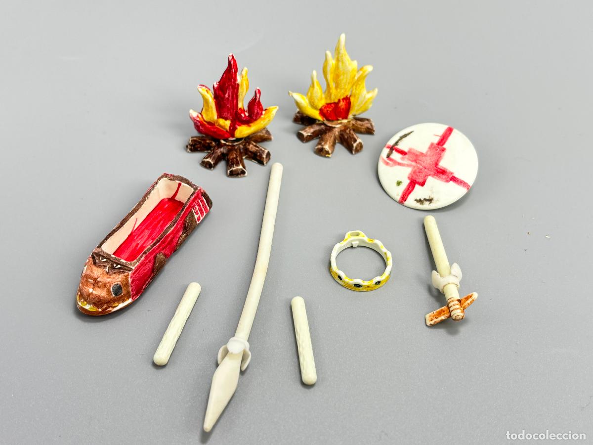 Playmobil: Playmobil 3621 lote lanza palo tambor escudo fuego serie color indio