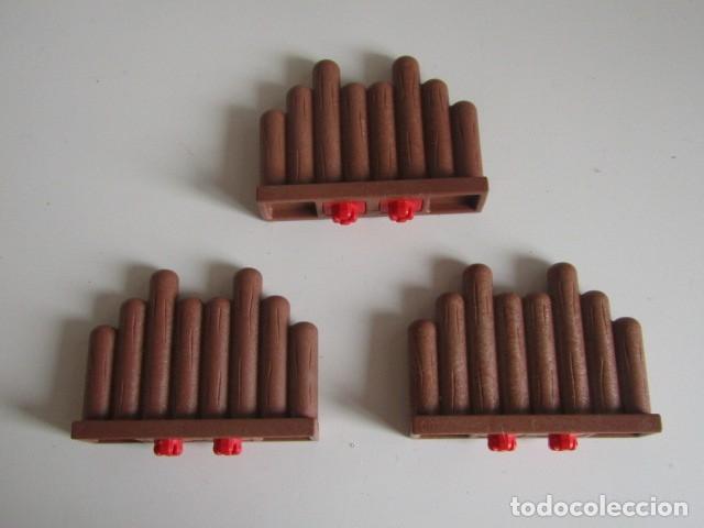 Playmobil: DIFICIL LOTE DE 3 BARANDILLAS DE TRONCOS PARA TORRE VIGIA FORTALEZA OESTE VIKINGA PLAYMOBIL