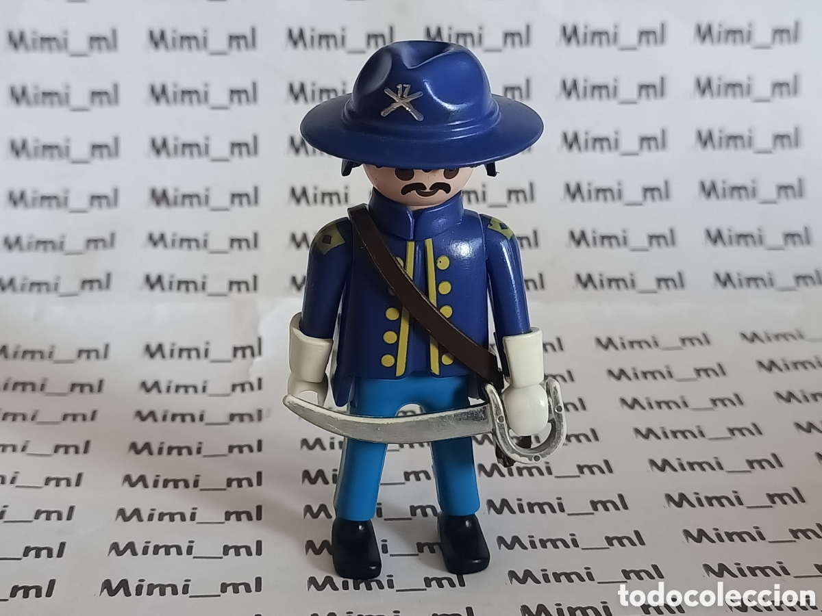 Playmobil: Playmobil figura capit&aacute;n caballer&iacute;a nordista sudista western oeste sable cromado