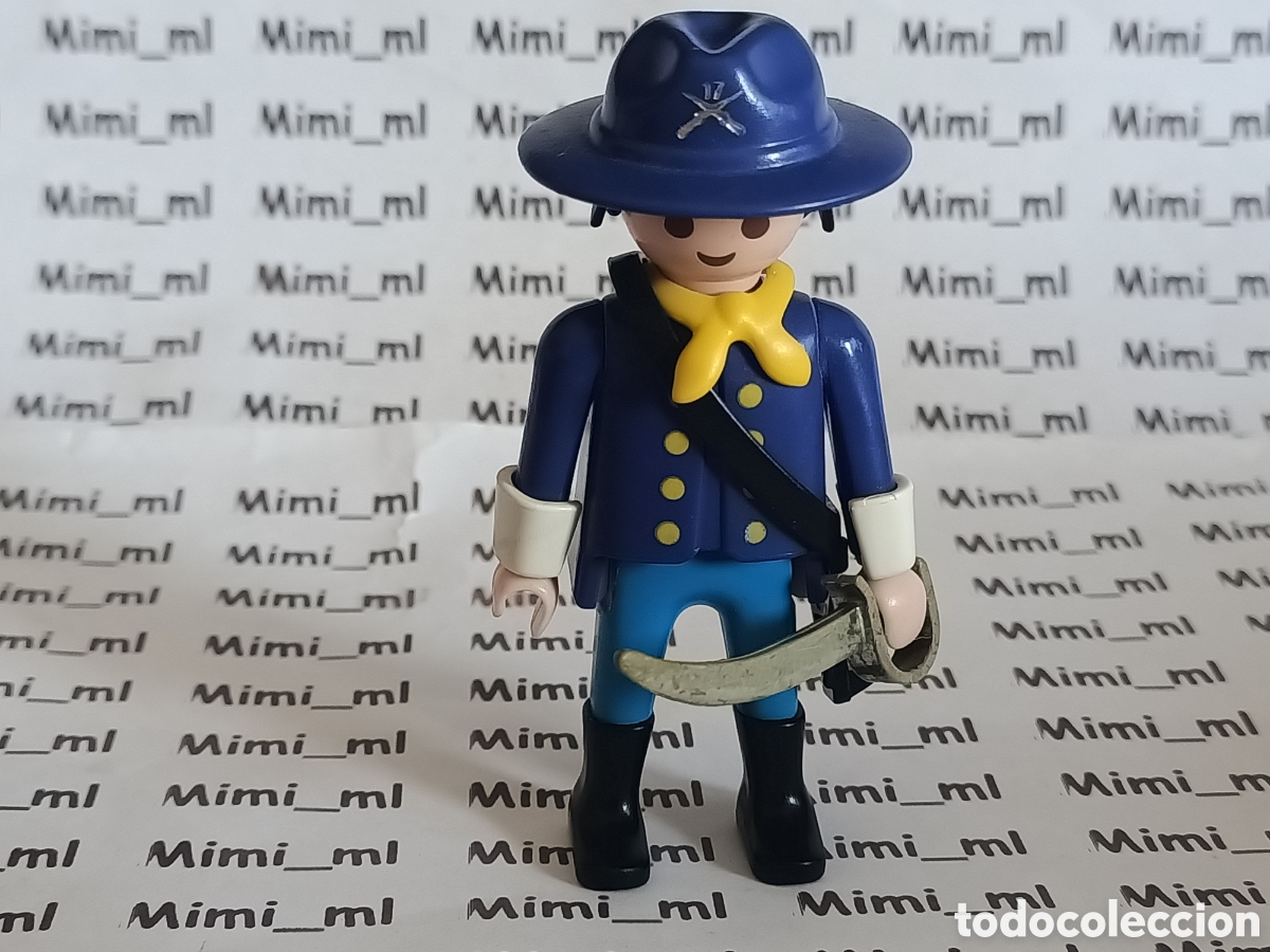 Playmobil: Playmobil figura capit&aacute;n caballer&iacute;a nordista sudista western oeste sable cromado