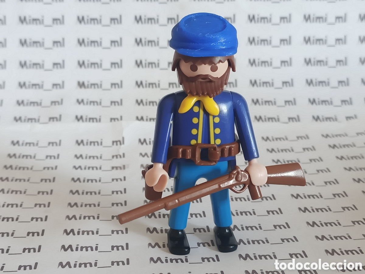 Playmobil: Playmobil figura soldado nordista sudista western oeste kepi en impresi&oacute;n 3d rifle
