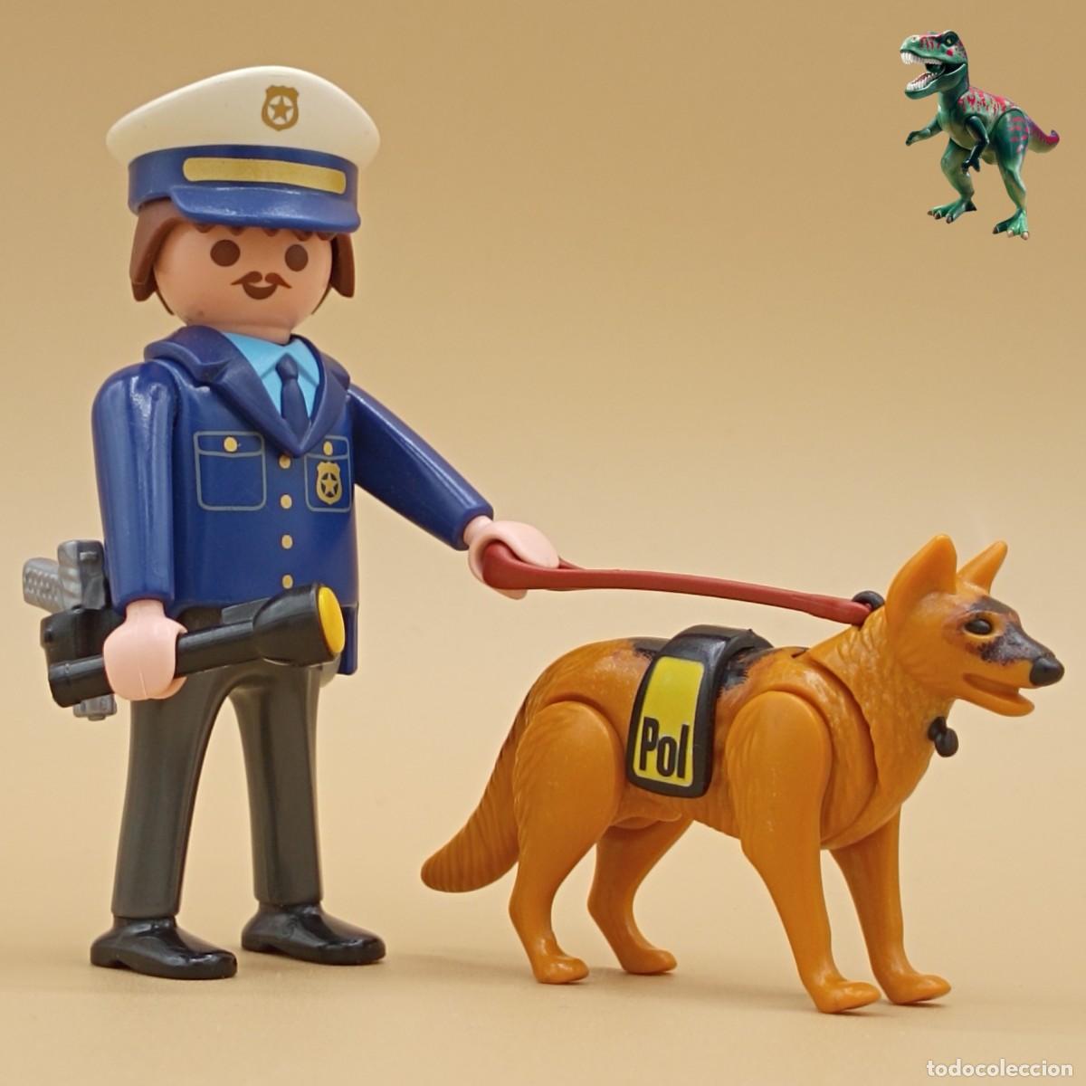 Playmobil: Playmobil figura agente de policia con perro K9 oficial cuerpos especiales comisaria