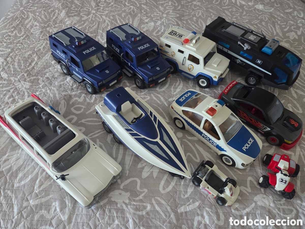 Playmobil: Lote coches playmobil y lancha policia