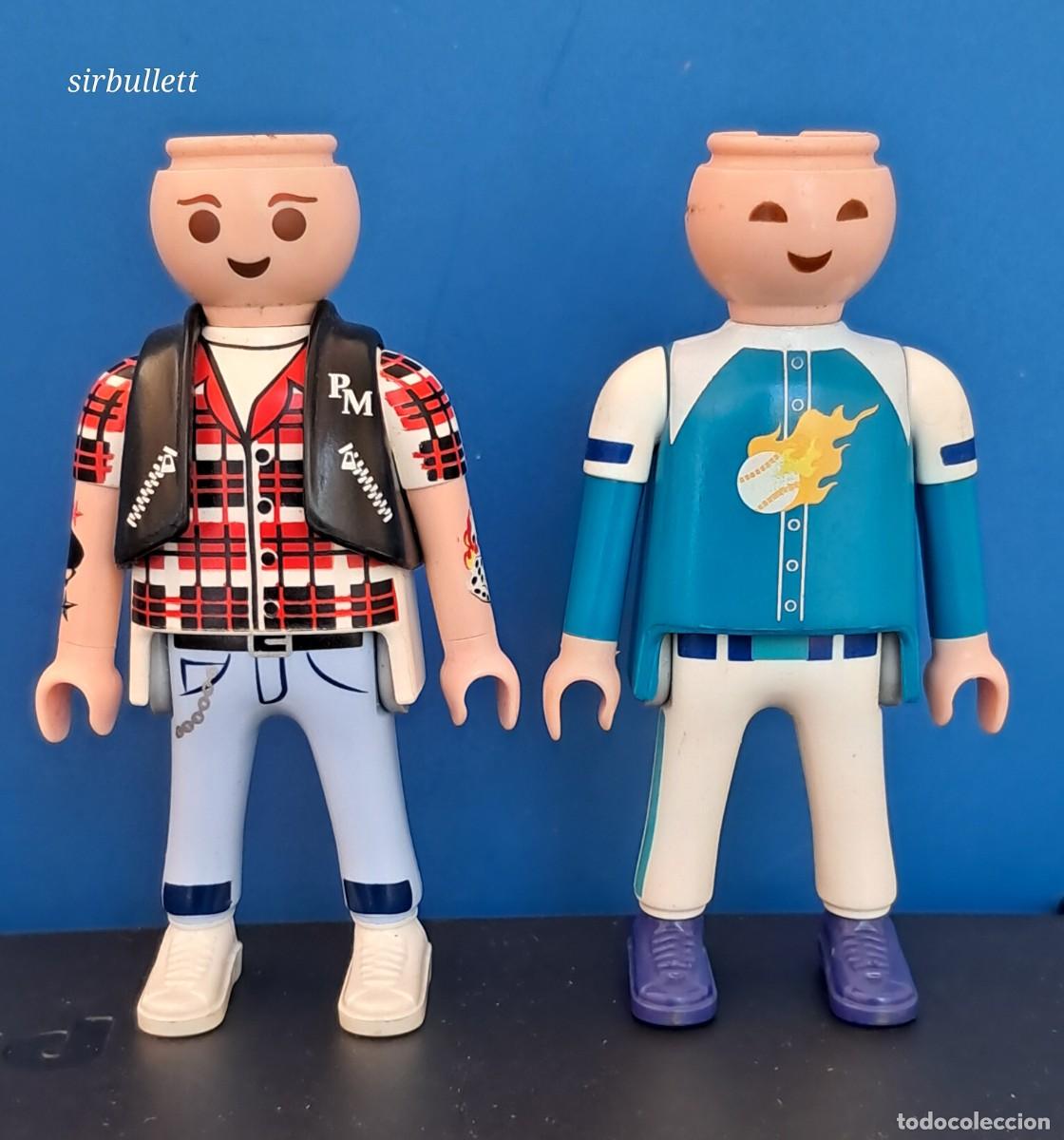 Playmobil: Figura jugador poker y jugador baseball. Playmobil serie 16 y 4. Sin pelo. Brazos tatuados tatuaje
